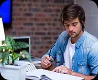 Man working at desk with papers